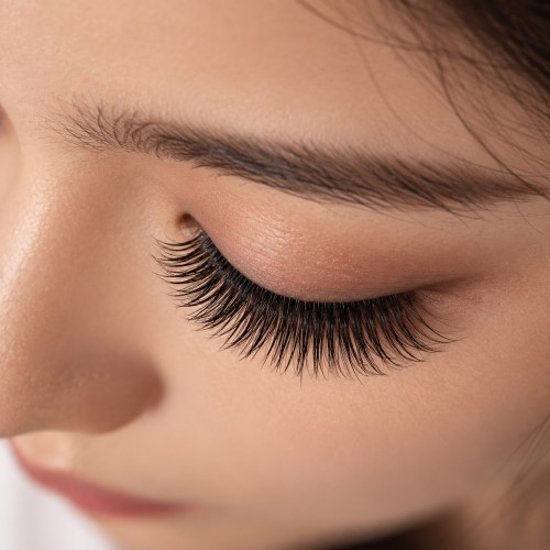 A relaxed eye with long, defined lashes